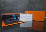 Purple resin diecast model car set with display box and certificate card