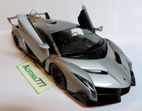 AUTOart Lamborghini Veneno diecast car model, grey with scissor doors open