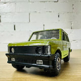 1:36 diecast Range Rover toy car, lime green with black grille and front lights
