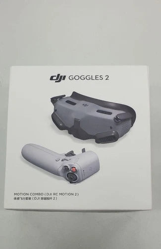 DJI Goggles 2 FPV headset and motion controller shown on box packaging