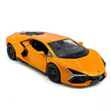1:36 Lamborghini Revuelto diecast model car, orange sports car with front-detail styling