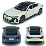 White Audi RS e-tron GT diecast model car toy with black wheels and front details