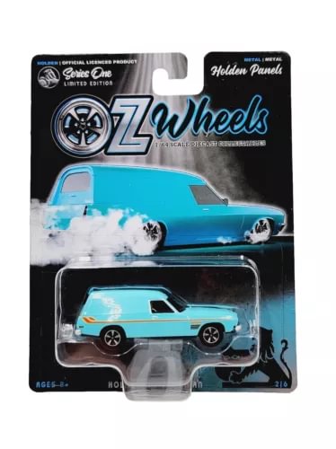 Blue Holden HQ Sandman panel van diecast toy in sealed blister pack