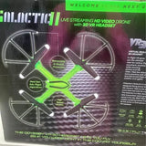 HD video drone with 3D VR headset, quadcopter propeller graphics