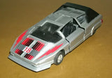 Diecast concept car, silver-gray with red and white racing stripes and number 18 detail