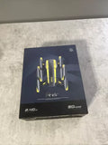 Quadcopter drone retail box with illustrated drone and yellow accent lights