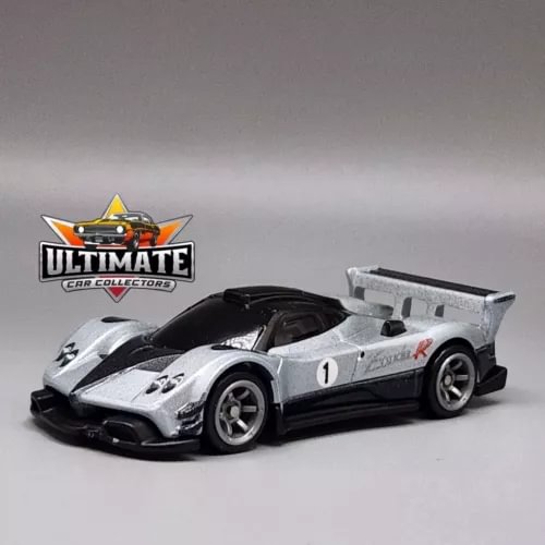 Pagani Zonda R 1:64 scale diecast model car, silver and black with rear wing