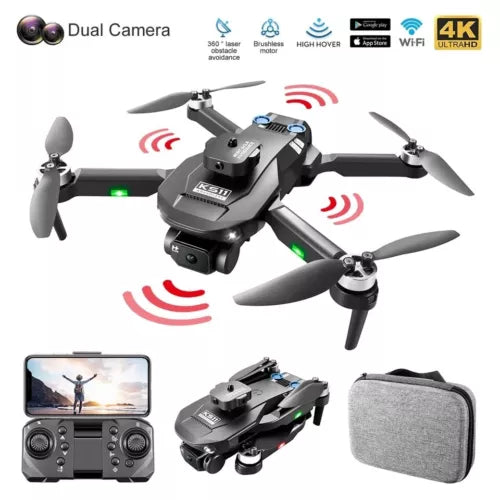Dual camera RC drone with brushless motor and foldable propellers