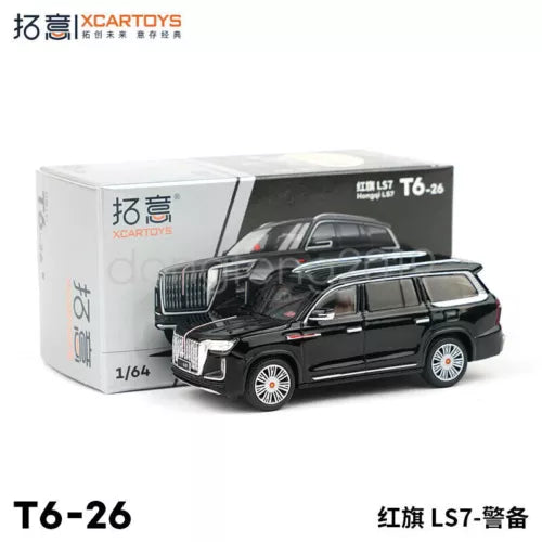 XCarToys Hongqi LS7 black 1:64 diecast SUV model, front 3/4 view
