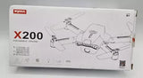 SYMA X200 mini quadcopter drone box with folding drone illustration