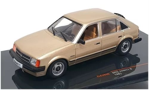 Gold 1981 Opel Kadett diecast car model with front and side view