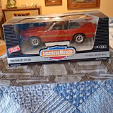 1969 Shelby GT-500 diecast model car in window box, red with gray details