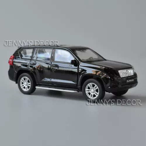 Black Toyota Land Cruiser Prado diecast SUV model car with silver side stripe