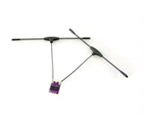 Dual drone RX antenna set with black antenna rods and a purple receiver circuit board