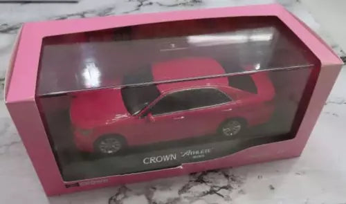 Diecast taxi car in display box, red with Crown decal and clear window