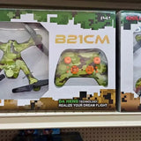 Camouflage kids drone with remote controller in retail box
