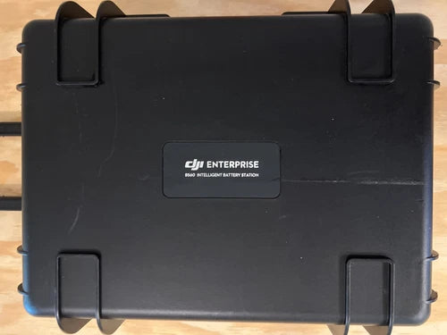 Portable battery station case, DJI Enterprise logo on black hard shell