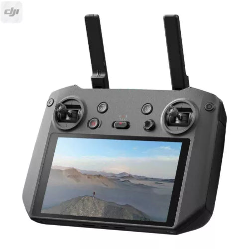 DJI remote smart controller with built-in display, buttons, and dual antennas