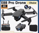Foldable quadcopter drone with 4K HD camera, front gimbal and dual propellers, remote