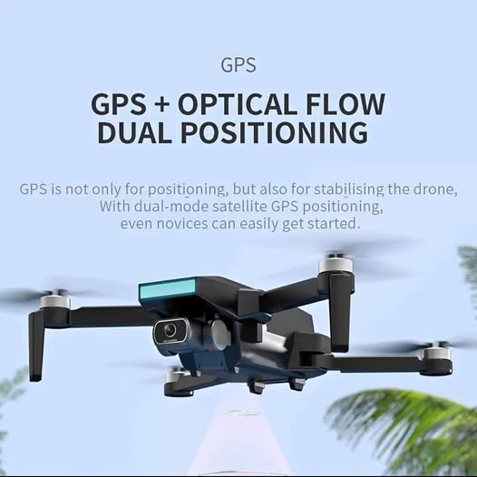 GPS drone with onboard camera and four propellers, dual positioning design