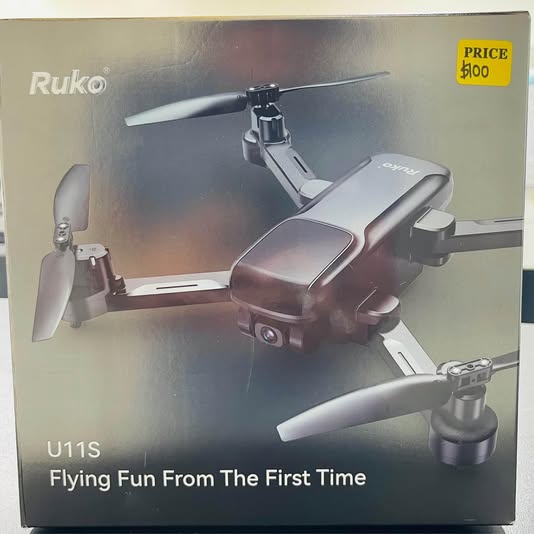 Ruko U11S camera drone with folding arms and front camera lens on box
