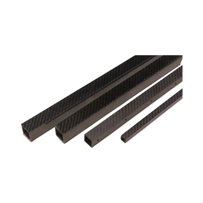 3K carbon fiber square tube pieces, black weave pattern