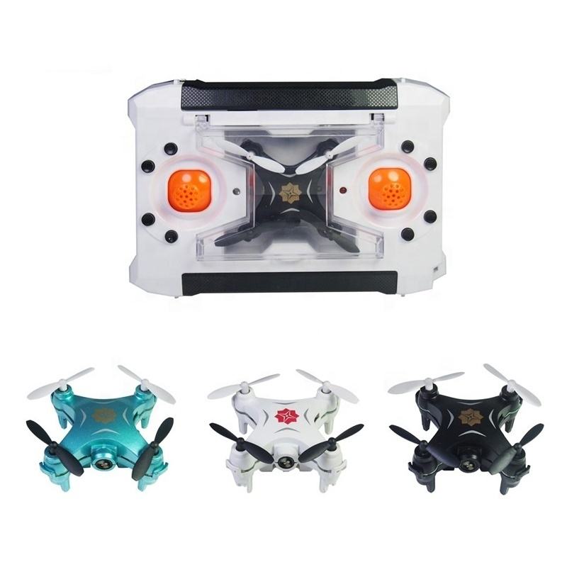 Small RC quadcopter toy drone set with three colors: blue, white, and black