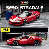 TG Bburago 1:64 Red Ferrari SF90 Stradale Fiorano Model Diecast Metal Car New Toy