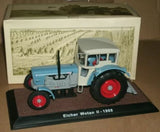 Light blue Eicher Wotan II farm tractor diecast model with red wheels, 1968.