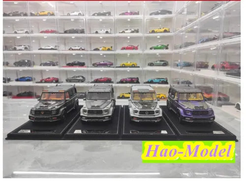 1:18 Mansory Mercedes G63 AMG diecast model car set in display boxes, four views