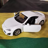 White Toyota FR-S 1:36 diecast sports car toy, open door, pull-back