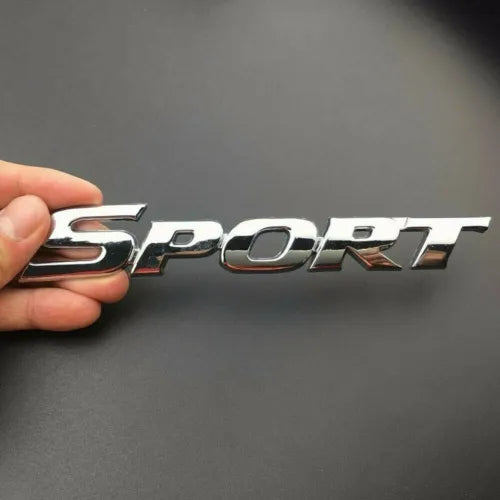 Alloy diecast car model chrome 'SPORT' front badge