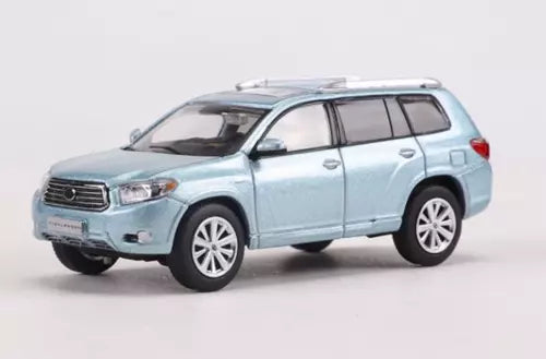 1:64 scale blue SUV diecast model, front three-quarter view