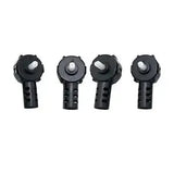 Set of four black RC drone motor components with circular heads and shaft ends