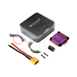 FPV electronic speed controller kit with black control box, purple circuit board, and cables