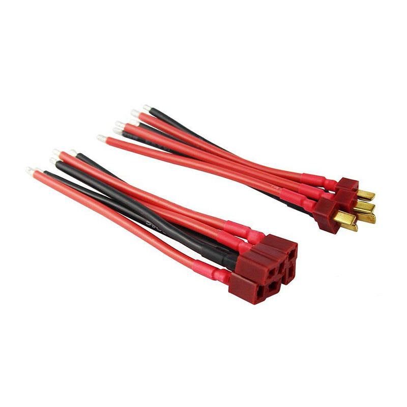 Deans T-plug connector pigtail cable set with red/black silicone wires