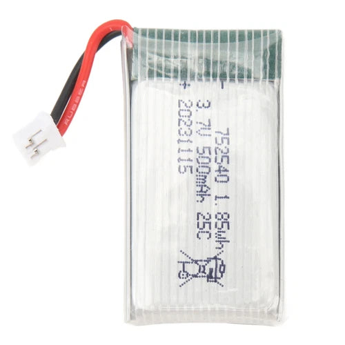 3.7V LiPo drone battery with PH2.0 plug, red/black leads and small white connector