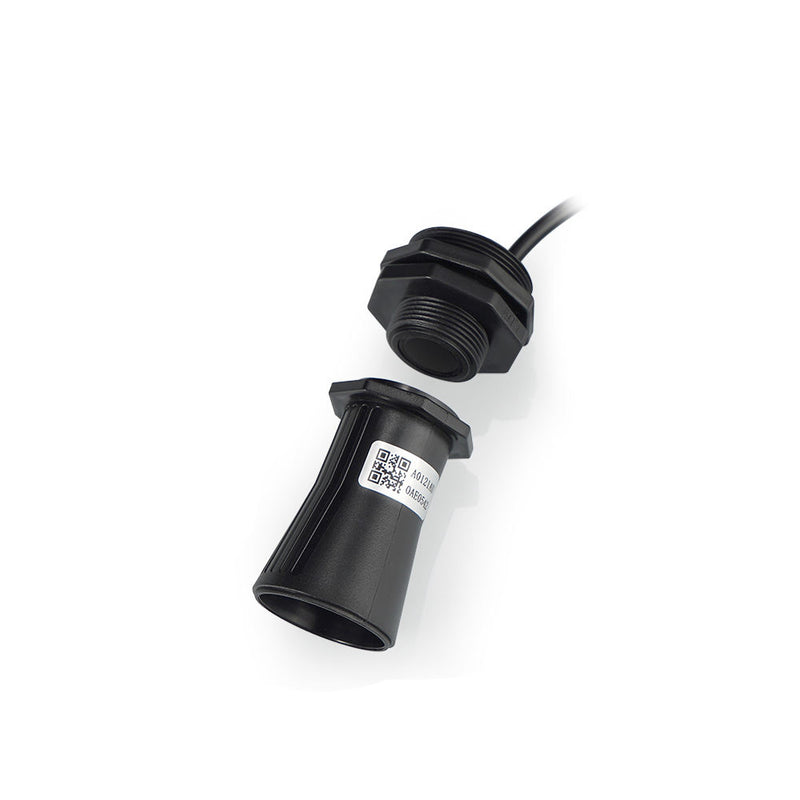 Ultrasonic liquid level sensor with cable and threaded connector, black