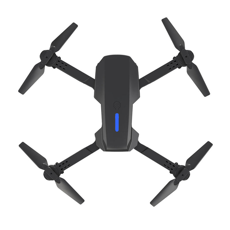 Foldable FPV drone with four propellers and central dark gray body
