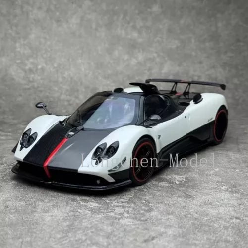 1/18 scale diecast roadster model car, white with black accents and red trim