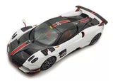 White and black Pagani Huayra BC roadster diecast model with red accents