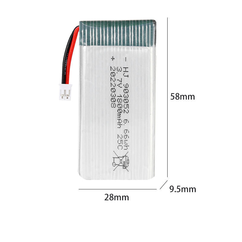 Lithium polymer battery pack with red/black leads, 58x28x9.5mm