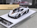 TPC 1:64 White Regera Super Racing Sports Model Diecast Metal Car Parts