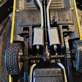 1969 Plymouth Barracuda 1:18 diecast car chassis with wheels and exhaust pipes