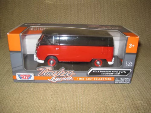 Motor Max 1:24 diecast Volkswagen Type 2 delivery van, red in retail box