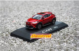 Red 1/43 Toyota C-HR diecast model car on black base with Almost-Real logo