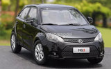 Black MG3 diecast car model with front grille and headlights, front three-quarter view