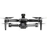 Quadcopter drone with front gimbal camera and four foldable propellers