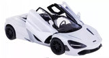 White diecast sports car model, 1:36 scale, open cockpit view