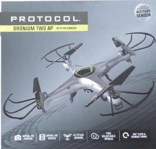 Protocol Dronium Two AP drone with remote controller, white quadcopter with cameras